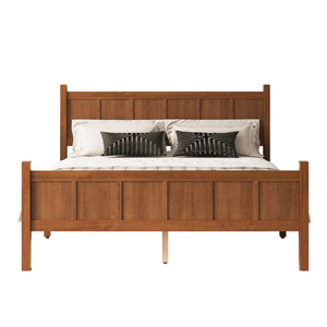 Cama Ajustable Queen Size con Cabecera y Piecera, Tapicería de Terciopelo Moderna, Acabado con Aspecto de Madera, Ideal para Apartamentos - Product Image 4