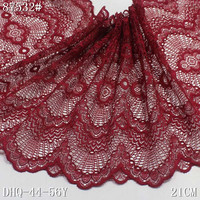 Offre Spéciale 21cm Jaune Stretch Spandex Nylon Dentelle Fleur Élastique Dentelle Garniture pour Lingerie