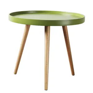 Usine pas cher prix scandinave moderne table d'appoint en bois table à thé pour salon plateau rond table basse avec pied en bois massif