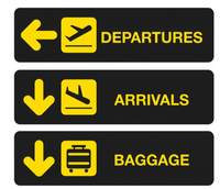Letrero Direccional Reutilizable para Aeropuerto y Estación de Tren - Guía de Visualización Clara, Panel Reflectante Duradero, Tamaño Personalizable