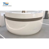 Unique rond artistique blanc beauté luxe Mobilier de bureau commercial pierre artificielle comptoir de réception