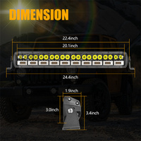 Barre lumineuse LED bicolore 170W 20 pouces pour pare-chocs de voiture, ambre et blanc, 12V, avec faisceau de câblage et interrupteur automatiques