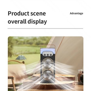 Dual-Head Spray Fan With Humidifier And <b>Night</b> <b>Light</b> Portable USB Powered Office Desktop Air Circulator White - Product Image 5