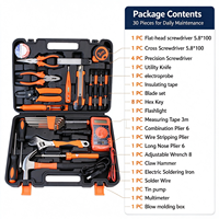 Ensemble d'outils électriques portables de 30 pièces avec multimètre, fer à souder et mallette de transport moulée par soufflage pour la réparation de circuits domestiques et le bricolage