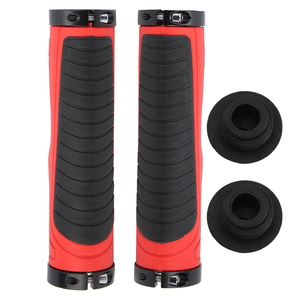 Poignées de guidon souples pour VTT, poignées de guidon en caoutchouc antidérapantes à double verrouillage, noir rouge - Product Image 2