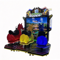 Machine de jeu d'arcade de course de chevaux dynamique pour 3 joueurs, simulateur à monnayeur avec distribution de tickets, en plastique, pour parc d'attractions intérieur