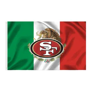 מקסיקו 5X3ft יצרן סיטונאי 100D פוליאסטר באיכות גבוהה NFL דגלי סן פרנסיסקו 49ers שליר אימפריה faithfuls דגל