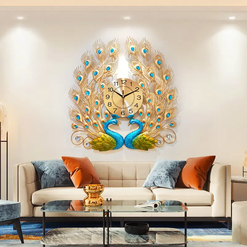 The Peacock Wall Clock In The Living Room Is Fashionable Creative Quiet And Simple Decorated European Wall Clock