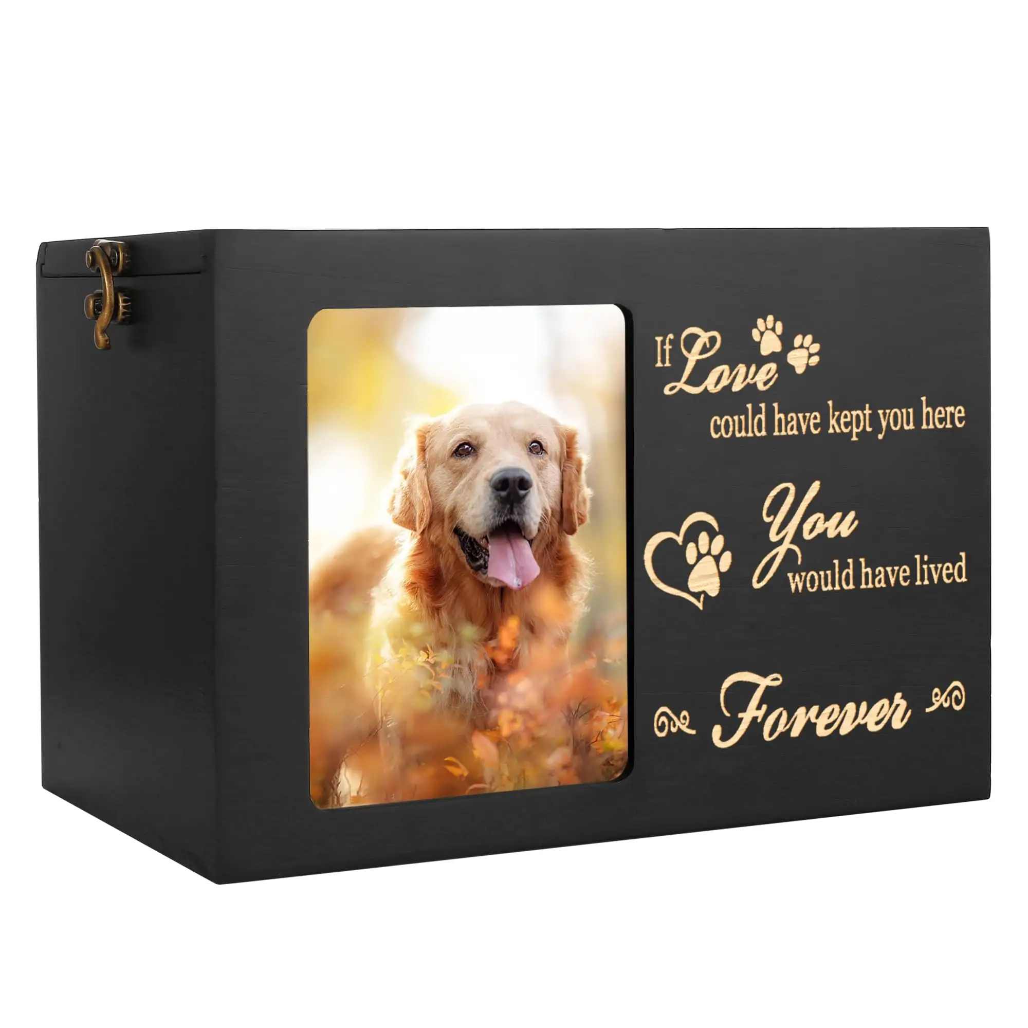 मेमोरियल उपहार बांस कुत्ता बिल्ली कलश फोटो फ्रेम के साथ पालतू जानवरों के कुत्ते मेमोरी बॉक्स के लिए लकड़ी के कलश