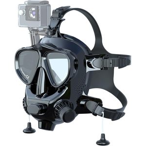 Masque de plongée intégral Smaco, lentille en verre trempé en silicone noir avec support pour caméra, pour la plongée sous-marine et la plongée avec tuba pour adultes - Product Image 1