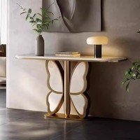 Table console en marbre haut de gamme, style luxe léger, moderne, simple, créative, pour salon, meubles de maison, table de porche design