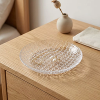 Mini assiette plate élégante et écologique en verre cristal, plateau de service transparent minimaliste pour fruits et fruits secs, pour la maison