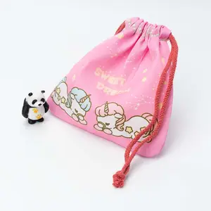 Custom Eco Friendly sacchetto promozionale piccolo panno rosa borsa di tela con Logo stampato