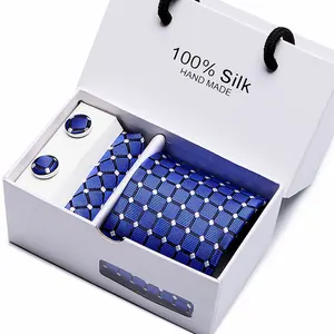 Promotion Men's Tie Square Cufflinks Business Cooperation Wedding Gift Box Set Graduation Suit Accessories Father's Day Gift