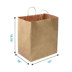 Bolsas de Papel Kraft Marrón Lisas con Asas Retorcidas y Logotipo Personalizado, 14x10x15.75 Pulgadas - Product Image 1