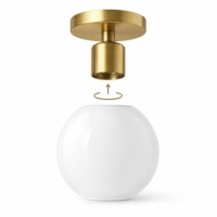 Abat-jour en verre opale givré soufflé à la main, rond, de remplacement, pour luminaires suspendus et ventilateurs de plafond - Vente en gros