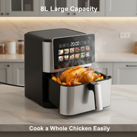 Freidora de Aire Digital Profesional de 8L con Doble Calentamiento Superior e Inferior para Electrodomésticos de Cocina
