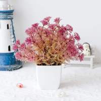 Tanaman Bonsai Mini Plastik Buatan 16,5CM Grosir, Daun Eucalyptus Berlapis Semprot untuk Dekorasi Rumah & Taman Dalam/Luar Ruangan