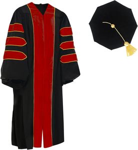 Misscom setelan topi dan gaun kelulusan uniseks wisuda 8 sisi Tam dengan seragam pipa emas untuk penggunaan siswa dan dewasa di sekolah - Product Image 5