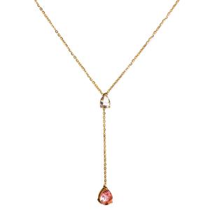 Nouveauté Collier Pendentif Goutte d'Eau en Acier Inoxydable Plaqué Or avec Strass Bohème pour Femmes - Product Image 5