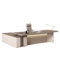 Bureau de direction de luxe de forme unique, bureau de direction moderne, mobilier de bureau, table avec lumière