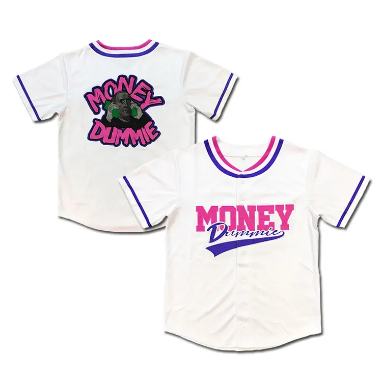Borduurwerk Jong Gesublimeerd Afdrukken Kwaliteit Honkbal Jersey T Shirt Custom Button Up Baseball Shirt