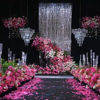 Fabrieksdirect, populaire, luxe moderne gedroogde bloemenboeket roosrood voor bruiloften, evenementen en commerciële decoratie