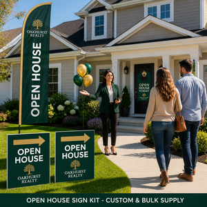Kit de signalisation pour Open House : Panneaux directionnels, porte-documents, drapeaux plume et piquets en H – Fourniture en gros - Product Image 2
