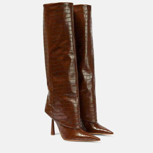 Nouvelles bottes longues à talon aiguille et bout pointu pour femme, style européen et américain, collection automne-hiver - Product Image 1