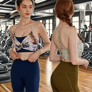 2025 New <b>Women</b> Hollow Plus Size Patchwork Sports Bra Yoga Sets Cross Waist <b>Leggings</b> Workout Suits Push Tights Gym Wear Pilates - Product Image 2