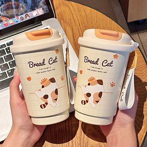 Gobelet isotherme 316 avec motif chaton mignon, portable, pour étudiants et enfants, avec bec verseur direct - Product Image 3