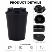 Tasses à café promotionnelles personnalisées avec couvercles, gobelets de voyage réutilisables de 12 oz en paille de blé, bouteilles en plastique anti-fuite, gobelets de voiture pour cadeaux promotionnels