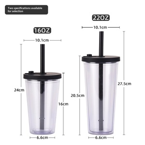 Europäisch-Amerikanische Umweltfreundliche Plastikbecher Mehrfarbige Doppelwandige Verstärkte Strohhalm-Becher Anpassbares Logo Wiederverwendbare Milchtee-Becher - Product Image 3