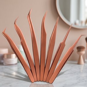 Juego de Pinzas para Pestañas de Acero Inoxidable de Grado Profesional, Punta Suave de Precisión para Aplicación de Extensiones de Pestañas - Product Image 2