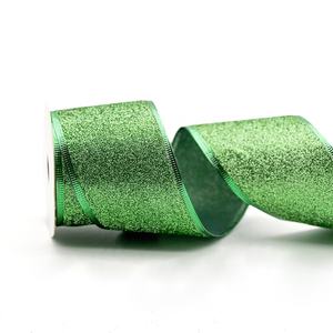 Cinta con cable de arpillera verde <span class=keywords><strong>esmeralda</strong></span> de 2,5 pulgadas, 100% poliéster para decoración del hogar para DIY, coronas navideñas, decoraciones de Árboles - Product Image 6