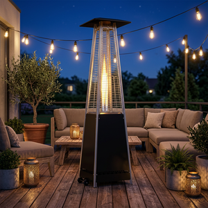 Alimentation automatique 12kw Poêle à granulés extérieur sans fumée de haute qualité Patio Rocket Pellet Heater With Wheels - Product Image 1