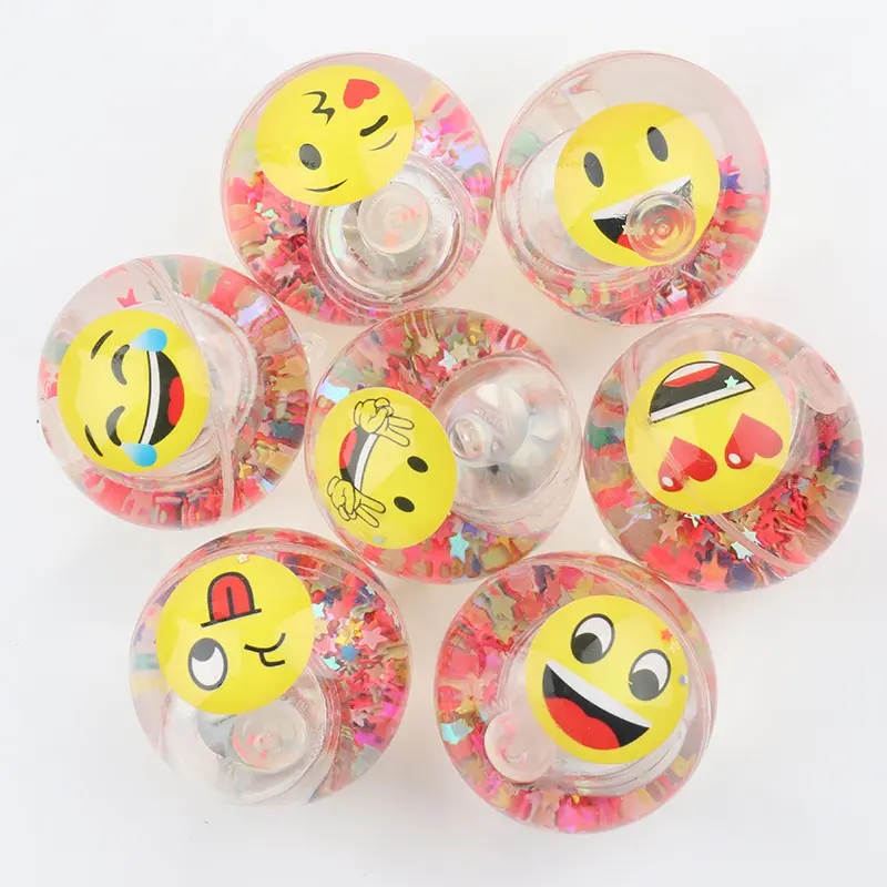 TPU Crystal Bling Dynamic Smile Water bouncing Ball Toy Float Liquid Glitter Floater Water Gel Bouncing Bouncy Ball