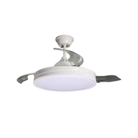 Ventilateur de plafond silencieux contemporain pour chambre à coucher, 42 pouces, avec lumière LED et télécommande