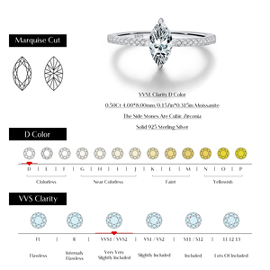 แหวนเงินแท้ S925 ประดับเพชรโมอิสซาไนต์ทรงมาร์คีส์ สำหรับผู้หญิง สวมใส่ในงานแต่งงาน งานหมั้น หรือเป็นเครื่องประดับที่โดดเด่น - Product Image 3