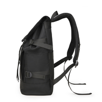 Mochila Casual Multicapa para Portátil, Color Negro Sólido, para la Escuela, Senderismo y Viajes
