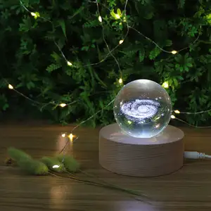 Caja de música con bola de cristal de medusas certificada KC, luz de noche Led, Base de madera, decoración, luz de dormitorio para niños