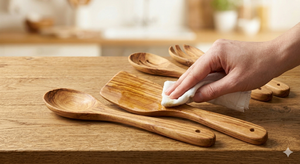 Juego de utensilios de madera para servir ensalada con mango largo, cuchara, tenedor y espátula delgados para pasta, para cocina y comedor - Product Image 5