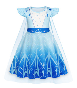 Disfraces <span class=keywords><strong>de</strong></span> manga corta Elsa Anna Tiana aventura princesa niña vestido con capa Cosplay Halloween TV película disfraces - Product Image 3