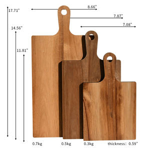 Tabla de cortar de madera personalizada con mango, tabla de charcutería natural, juego de tabla de cortar queso rectangular de madera de acacia - Product Image 5