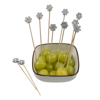 100 brochettes en bambou blanches en forme de flocon de neige, naturelles et jetables, pour la cueillette des fruits, réunion de famille