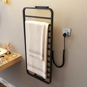 Hotel Bathroom Smart Stainless Steel 304 Towel Warmer Plug-In Square Electrically Heated Towel Rack
