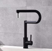 Robinet de remplissage de pot noir mat, à monter sur comptoir, monocommande, double articulation, rotation libre, moderne, thermostatique, en céramique