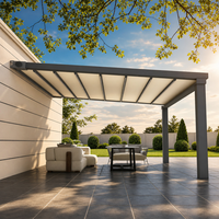 Fournisseur d'usine de pergola en tissu enduit de PVC, auvent imperméable, toit motorisé automatique, auvents rétractables