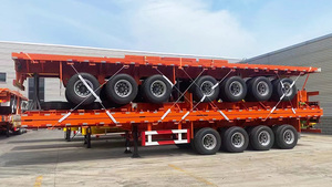Semirremolque de Plataforma Plana de Acero de 4 Ejes y 16 Toneladas, Suspensión Mecánica, Cadenas Laterales Retráctiles, Puerta Trasera para Asegurar el Carga - Product Image 4