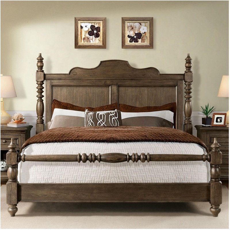 Американская деревянная роскошная кровать для главной спальни, кровать большого размера